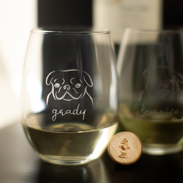Woof & Wine Glass Set